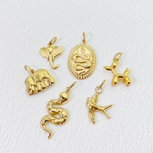 Stainless Steel Animal Pendant Charm For DIY Necklace Bracelet Making Snake Bird Elephant 14K Gold Plated Jewelry Accessories