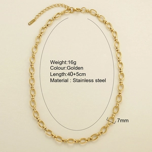 Collier chaîne O en acier inoxydable plaqué or 18K avec fermoir mousqueton et extension