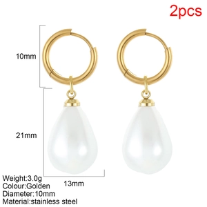 Orecchini a cerchio placcati oro 18K con eleganti pendenti a goccia in perla bianca