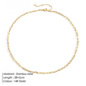Collier trombone en acier inoxydable plaqué or 18 carats pour femme 38cm avec extension