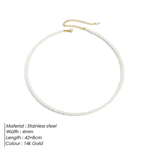 4mm pearl necklace with 14k gold stainless steel lobster clasp and heart pendant