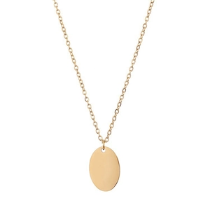 Polierte goldene Edelstahlkette mit ovalem Anhänger im minimalistischen Design