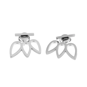 Minimalist hollow petal stud earrings in polished stainless steel for women
