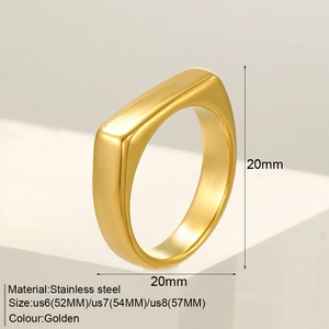 Spécifications de taille de la bague chevalière minimaliste en acier plaqué or 18 carats
