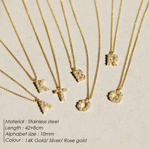 Elegant 14K gold plated pearl necklace with individual initial letter pendant for women