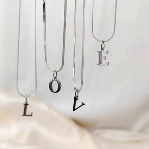 Silver 18K gold plated snake chain necklaces featuring LOVE letter pendants