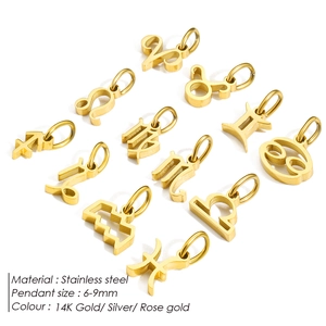12 colgantes de signos del zodiaco en acero inoxidable oro 14K para pulseras perlas