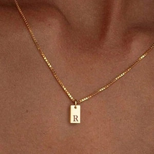 Minimalist Stainless Steel Alphabet Initial Pendant Necklace Gold Box Chain For Women Fashion Jewelry Clavicle Chain