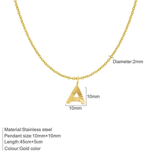 18K gold plated stainless steel initial A pendant necklace with textured engraving detail