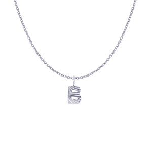 Silver stainless steel chain necklace with letter B pendant featuring radial textures