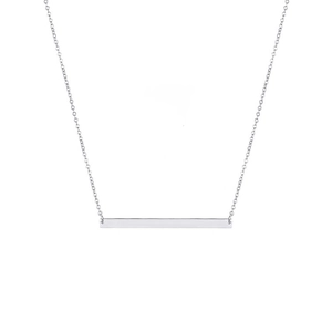Minimalist stainless steel bar pendant necklace with high-polished link chain for women