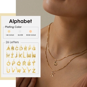 Stainless Steel Initial Letter A-Z Pendant Necklace For Women Fashion Unique Alphabet Engraved Box Chain Necklace Jewelry Gift