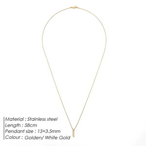 Collana minimalista in acciaio inossidabile con pendente rettangolare e catena 58cm