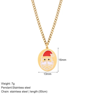 Goldene Edelstahlkette mit Weihnachtsmann-Anhänger an einer 50cm Panzerkette