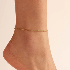 Tobillera minimalista dorada con cuentas para mujer, estilo bohemio de playa de verano