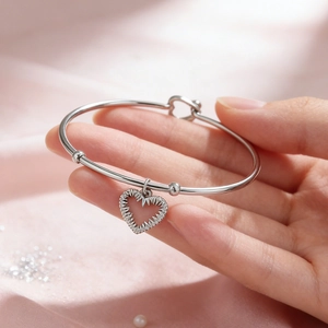 Minimalistische Roestvrijstalen Harthanger Armband Voor Dames Eenvoudige Open Hart Bedelarmband Valentijnsdag Cadeau Sieraden