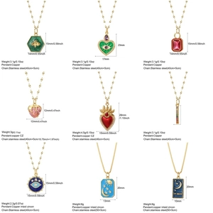 Σετ με 9 μποέμ κολιέ Evil Eye με μενταγιόν φεγγάρι και αστέρι από ανοξείδωτο ατσάλι