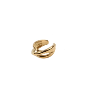 Bague multicouche tressée en acier inoxydable doré au design entrelacé élégant et chic
