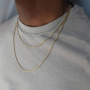 Minimalist Stainless Steel Snake Chain Necklace For Women Men Polished Round Link Choker Gold Silver Rose Gold Plated Jewelry