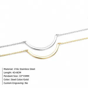 Collana minimalista in acciaio inossidabile 316L con ciondolo a sorriso in oro e argento