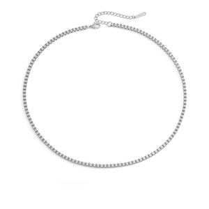 Polished silver stainless steel 2mm box chain necklace with adjustable lobster clasp
