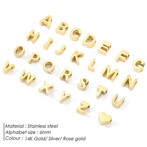 Detail van 6mm roestvrijstalen letterhangers in goud, zilver en roségoud-afwerking