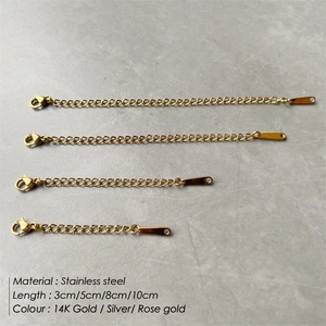 Set de cadena extensora de acero inoxidable con cierre de langosta de 3cm hasta 10cm