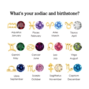 Layout a matrice di 12 ciondoli zodiacali in oro con cristalli portafortuna colorati