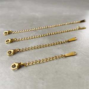Set de 4 cadenas de extensión de acero inoxidable dorado con cierres de langosta para joyas