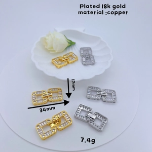 Copper Rhinestone Geometric Square Jewelry Clasp Personality DIY Necklace Connecting Buckle Gold Silver Jewelry Findings Accessory