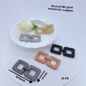 Square Copper Rhinestone Jewelry Clasp Interlocking Geometric Necklace Connector Accessory For DIY Jewelry Making Findings