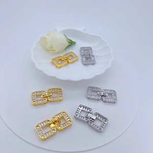 Square zircon screw clasps in gold and silver for necklaces and creative jewelry making