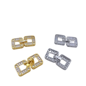 Square gold and silver jewelry clasps with cubic zirconia stones for necklaces