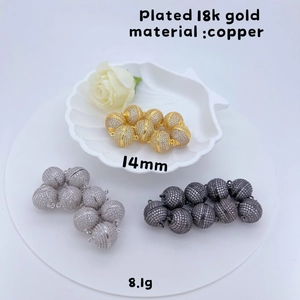 18K Gold Plated Copper Pave Rhinestone Ball Magnetic Buckle DIY Jewelry Making Finding For Necklace Bracelet Connector Accessory