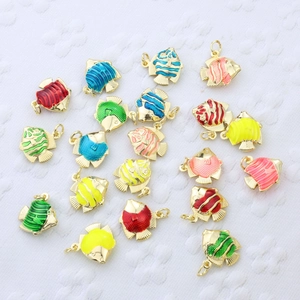 Colorful ocean style fish enamel copper pendants for DIY beach holiday jewelry