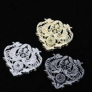 Luxury Copper Zirconia Phoenix Dragon Brooch For Women Vintage Hollow Jewelry Gold Silver Black For Wedding Banquet Party