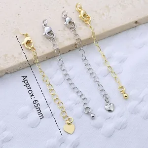 Détail des chaînes d'extension 65mm dorées et argentées avec fermoirs mousquetons pour bijoux