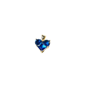Élégant pendentif en zircon bleu en forme de cœur avec sertissage plaqué or