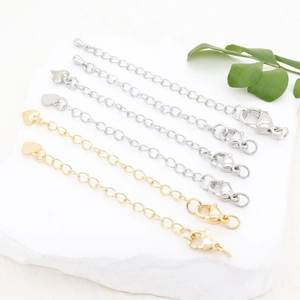 Chaînes d'extension or et argent avec fermoirs mousquetons et cœurs pour bijoux DIY