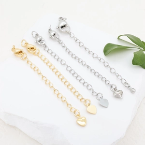 Chaîne d'Extension Bijoux en Cuivre Avec Fermoir Mousqueton Pendentif Cœur Goutte d'Eau DIY Collier Bracelet Femme