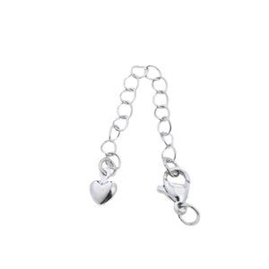 Chaîne d'extension avec fermoir mousqueton argenté et pendentif cœur pour bijoux