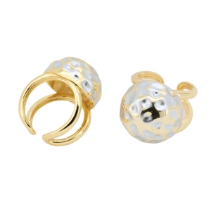 Exaggerated two-tone gold and silver plated open ring with polished textured surface