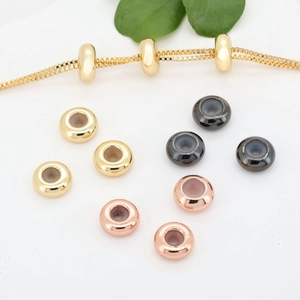 Cuentas de Posicionamiento de Silicona de Cobre Galvanizado Espaciadores Metálicos Redondos Planos Accesorios Joyería DIY