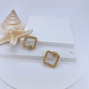 DIY Square screw clasp with colorful zircon pave for necklaces and bracelets
