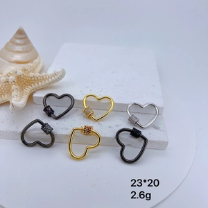Heart Shape Copper Screw Clasp With Micro Inlaid Zirconia DIY Jewelry Connector For Necklace Bracelet Making Findings