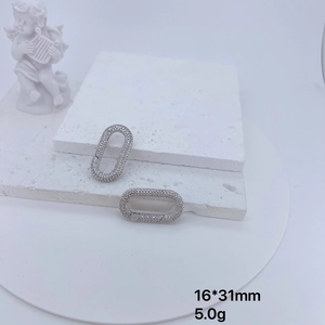 Makrofoto von 16x31mm Zirkonia-Verschluss für DIY-Schmuckzubehör in Silberoptik