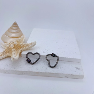 18k gold plated heart screw clasp with colorful micro-inlaid zircon for DIY jewelry