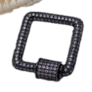 Square black zircon-encrusted spiral clasp for DIY necklace and bracelet accessories
