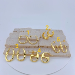Geometric Copper Hoop Earrings 18K Gold Plated Minimalist U-Shape Earrings For Women Fashion Jewelry Daily Wear