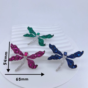 Vintage Luxury Copper Dragonfly Brooch For Women Micro Paved Rhinestone Animal Pin Fashion Jewelry Suit Coat Accessories